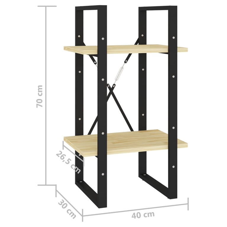 Boekenkast met 2 schappen 40x30x70 cm massief grenenhout MeubelReus