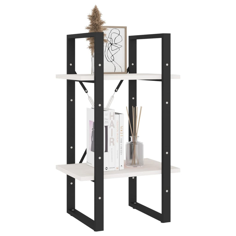 Boekenkast met 2 schappen 40x30x70 cm massief grenenhout wit MeubelReus