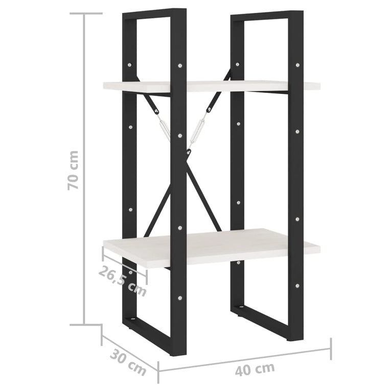 Boekenkast met 2 schappen 40x30x70 cm massief grenenhout wit MeubelReus
