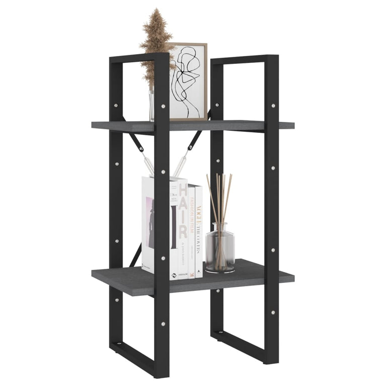Boekenkast met 2 schappen 40x30x70 cm massief grenenhout grijs MeubelReus