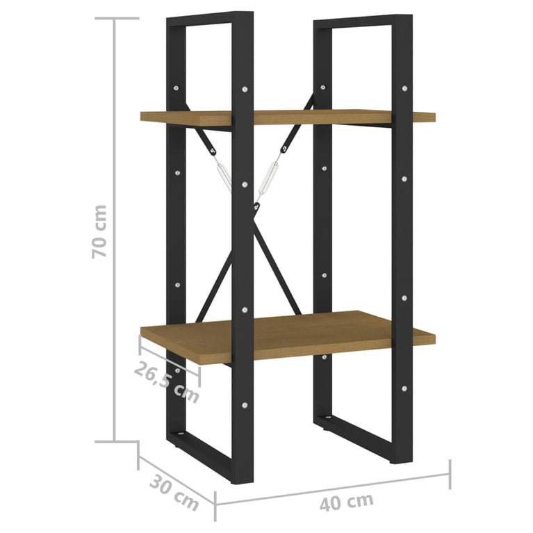 Boekenkast met 2 schappen 40x30x70 cm massief grenenhout MeubelReus
