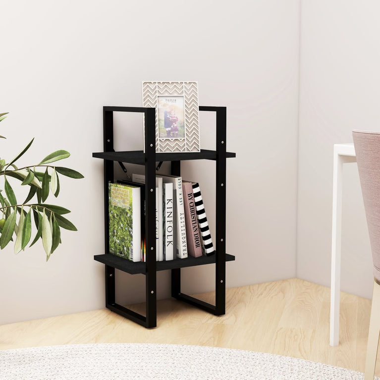 Boekenkast met 2 schappen 40x30x70 cm massief grenenhout zwart MeubelReus