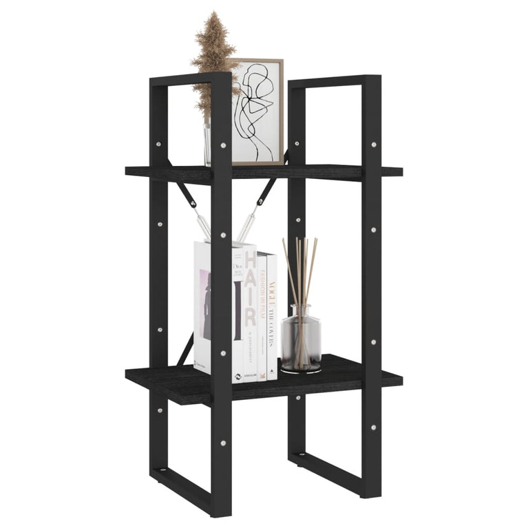 Boekenkast met 2 schappen 40x30x70 cm massief grenenhout zwart MeubelReus