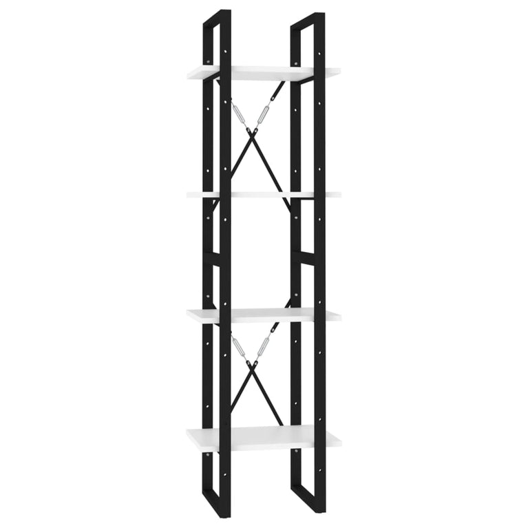 Boekenkast met 4 schappen 40x30x140 cm bewerkt hout wit MeubelReus