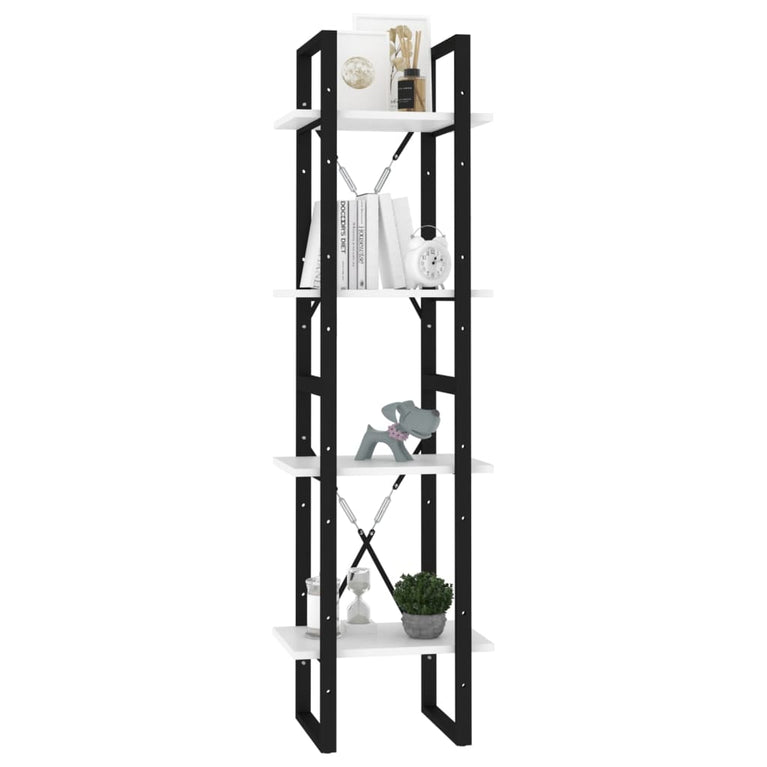 Boekenkast met 4 schappen 40x30x140 cm bewerkt hout wit MeubelReus