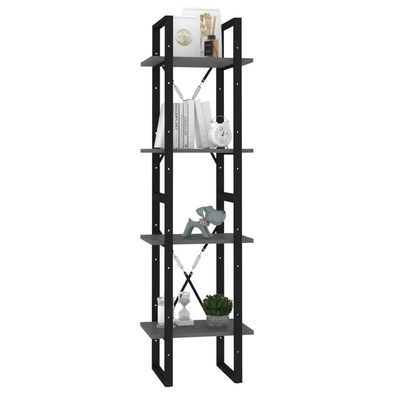 Boekenkast met 4 schappen 40x30x140 cm spaanplaat grijs MeubelReus
