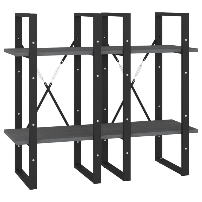 Boekenkast met 4 schappen 40x30x140 cm massief grenenhout grijs MeubelReus