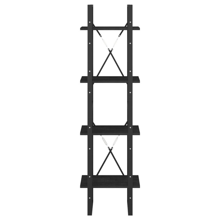 Boekenkast met 4 schappen 40x30x140 cm massief grenenhout zwart MeubelReus