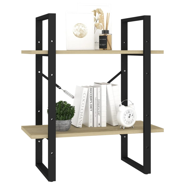 Boekenkast met 2 schappen 60x30x70 cm spaanplaat sonoma eiken MeubelReus