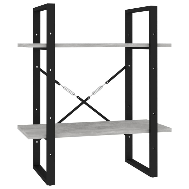 Boekenkast met 2 schappen 60x30x70 cm spaanplaat betongrijs MeubelReus