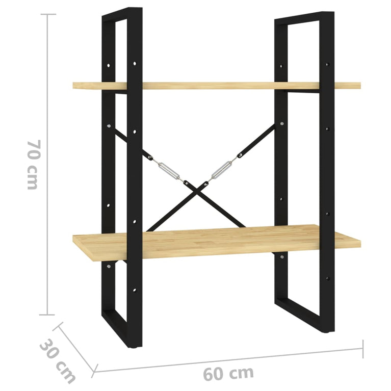 Boekenkast met 2 schappen 60x30x70 cm massief grenenhout MeubelReus