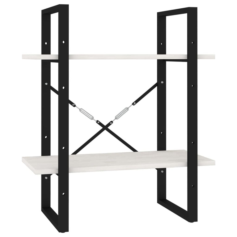 Boekenkast met 2 schappen 40x30x70 cm massief grenenhout wit MeubelReus
