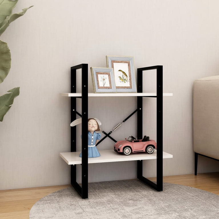 Boekenkast met 2 schappen 40x30x70 cm massief grenenhout wit MeubelReus