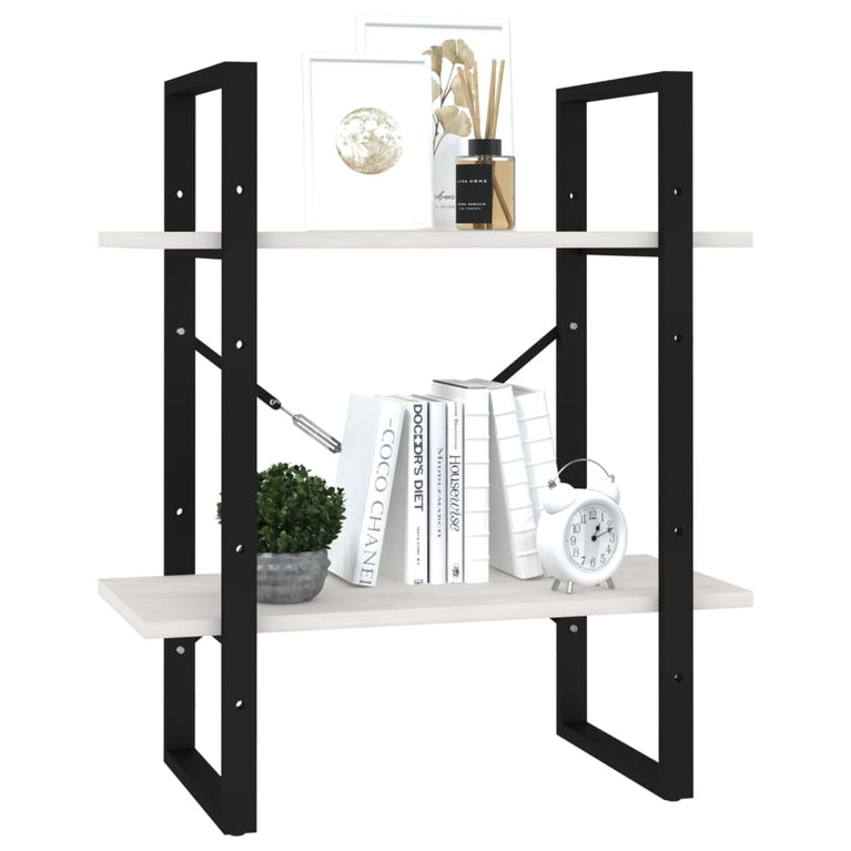 Boekenkast met 2 schappen 40x30x70 cm massief grenenhout wit MeubelReus