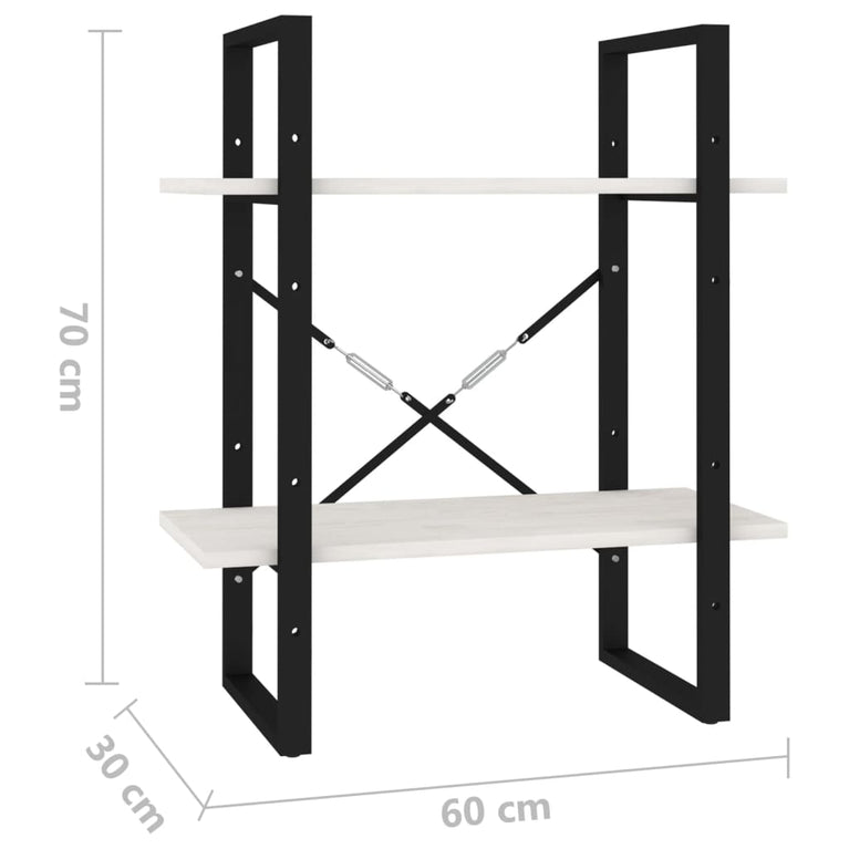 Boekenkast met 2 schappen 40x30x70 cm massief grenenhout wit MeubelReus