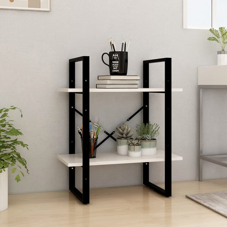 Boekenkast met 2 schappen 40x30x70 cm massief grenenhout wit MeubelReus