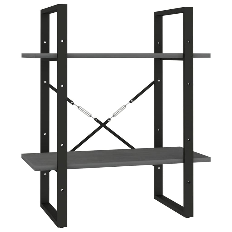 Boekenkast met 2 schappen 60x30x70 cm massief grenenhout grijs MeubelReus