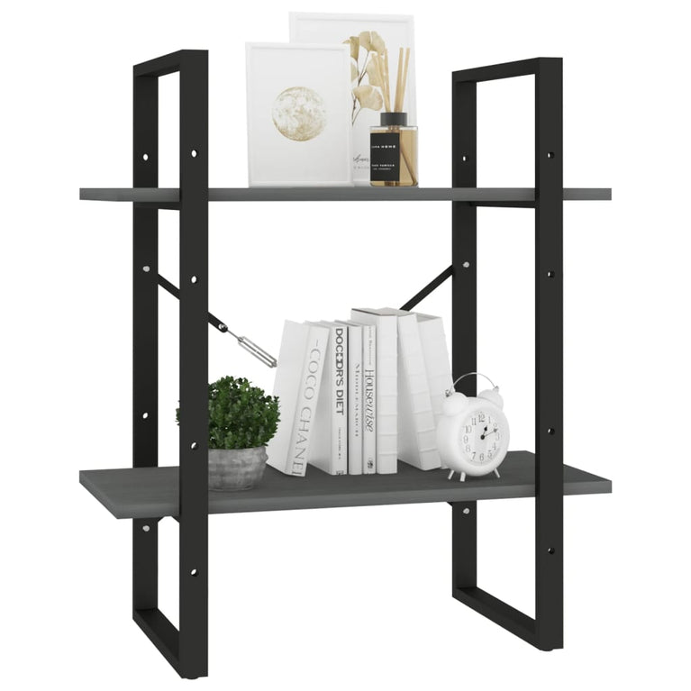 Boekenkast met 2 schappen 60x30x70 cm massief grenenhout grijs MeubelReus
