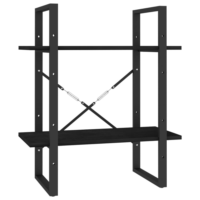 Boekenkast met 2 schappen 60x30x70 cm massief grenenhout zwart MeubelReus
