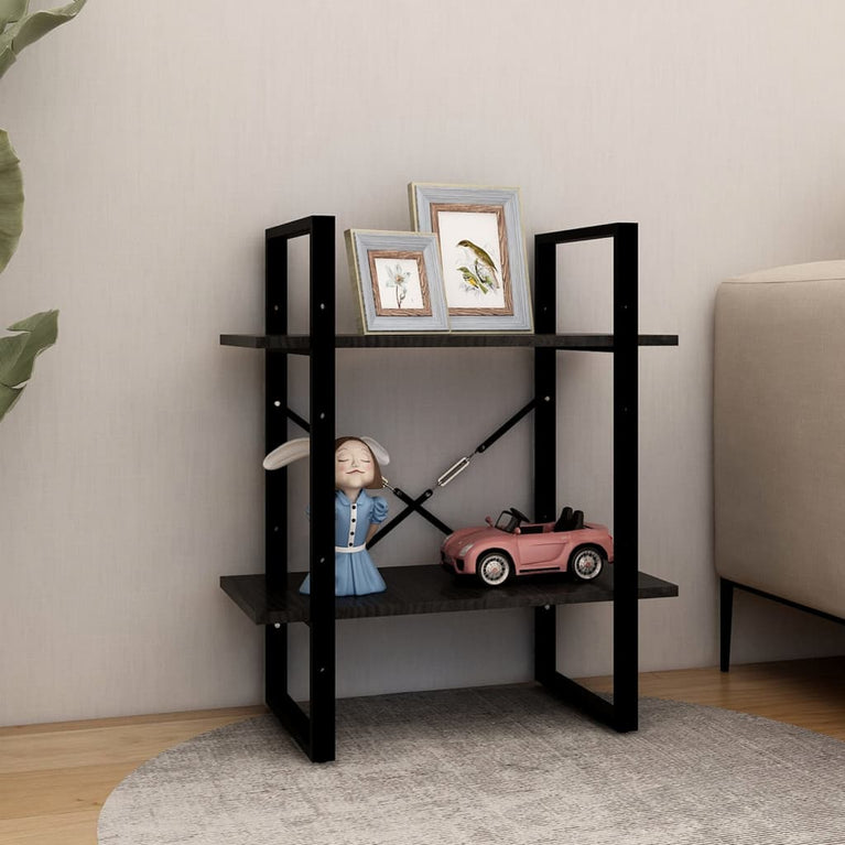 Boekenkast met 2 schappen 60x30x70 cm massief grenenhout zwart MeubelReus