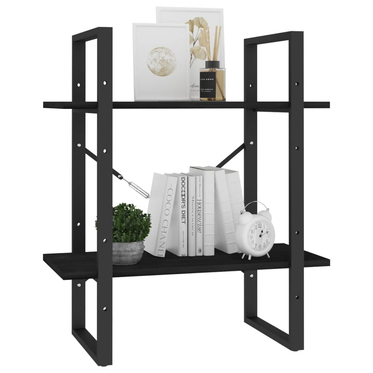Boekenkast met 2 schappen 60x30x70 cm massief grenenhout zwart MeubelReus