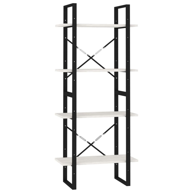 Boekenkast met 4 schappen 60x30x140 cm massief grenenhout wit MeubelReus