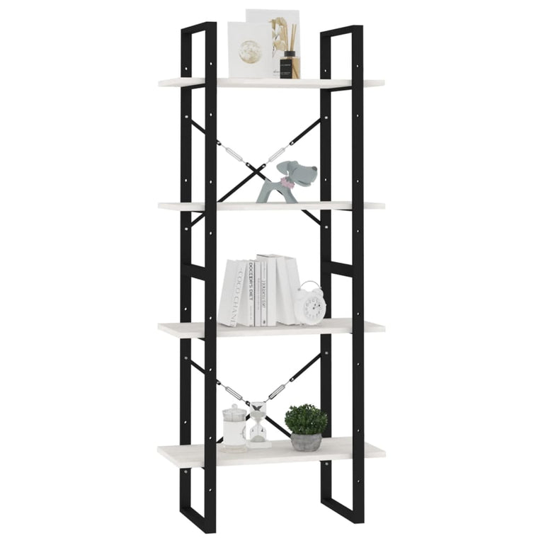 Boekenkast met 4 schappen 60x30x140 cm massief grenenhout wit MeubelReus