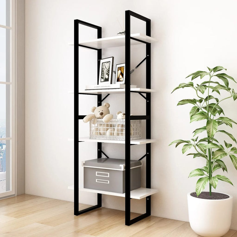 Boekenkast met 4 schappen 60x30x140 cm massief grenenhout wit MeubelReus