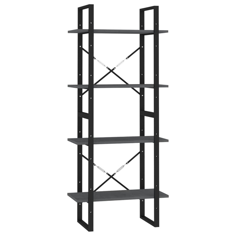 Boekenkast met 4 schappen 60x30x140 cm massief grenenhout grijs MeubelReus