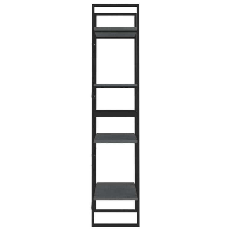 Boekenkast met 4 schappen 60x30x140 cm massief grenenhout grijs MeubelReus