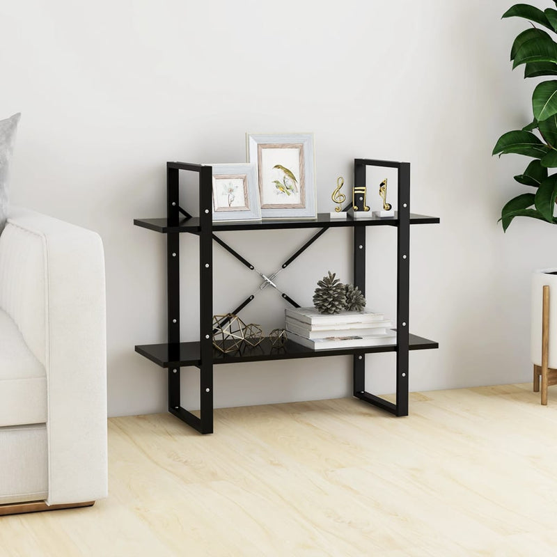 Boekenkast met 2 schappen 80x30x70 cm spaanplaat zwart MeubelReus