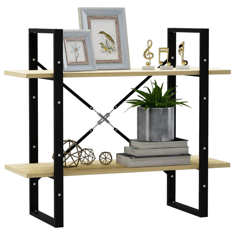 Boekenkast met 2 schappen 80x30x70 cm spaanplaat sonoma eiken MeubelReus