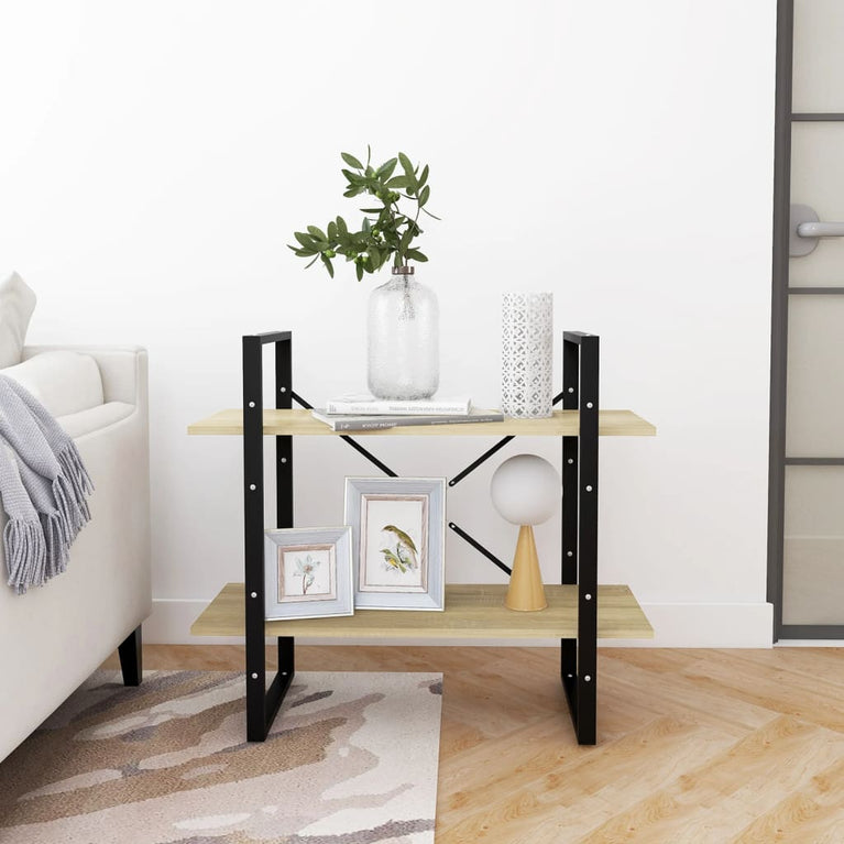 Boekenkast met 2 schappen 80x30x70 cm spaanplaat sonoma eiken MeubelReus