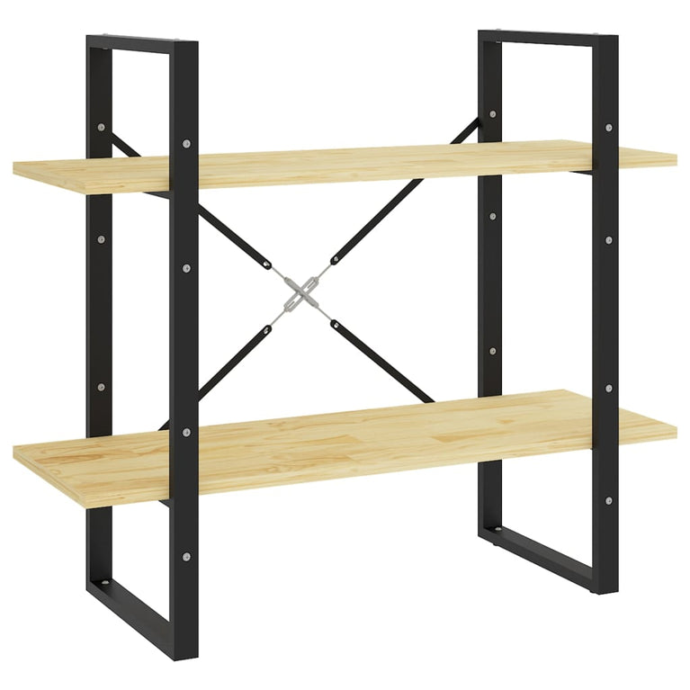 Boekenkast met 2 schappen 80x30x70 cm massief grenenhout MeubelReus