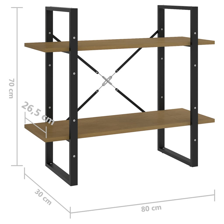 Boekenkast met 2 schappen 80x30x70 cm massief grenenhout MeubelReus