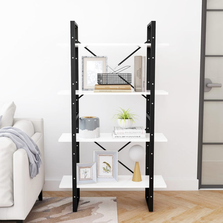 Boekenkast met 4 schappen 80x30x140 cm spaanplaat wit MeubelReus