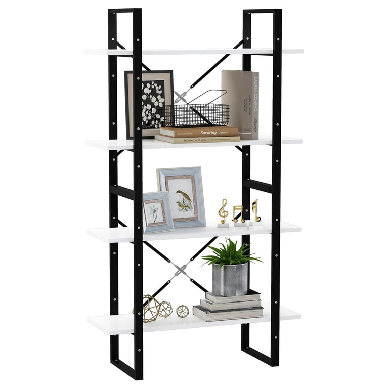Boekenkast met 4 schappen 80x30x140 cm spaanplaat wit MeubelReus