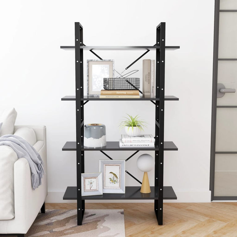 Boekenkast met 4 schappen 80x30x140 cm spaanplaat grijs MeubelReus