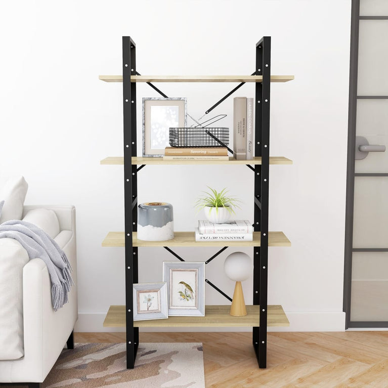 Boekenkast met 4 schappen 80x30x140 cm spaanplaat sonoma eiken MeubelReus
