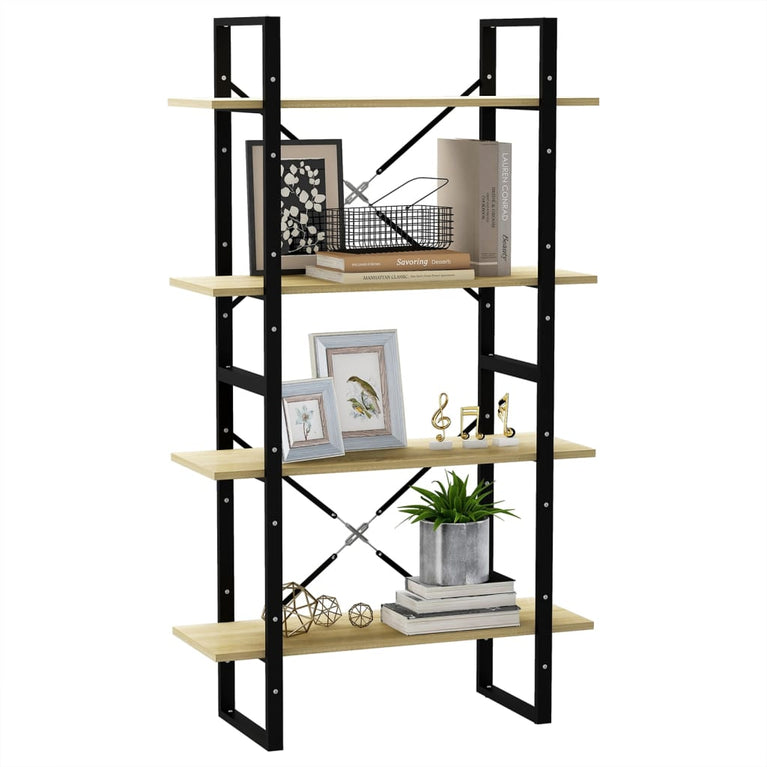 Boekenkast met 4 schappen 80x30x140 cm spaanplaat sonoma eiken MeubelReus