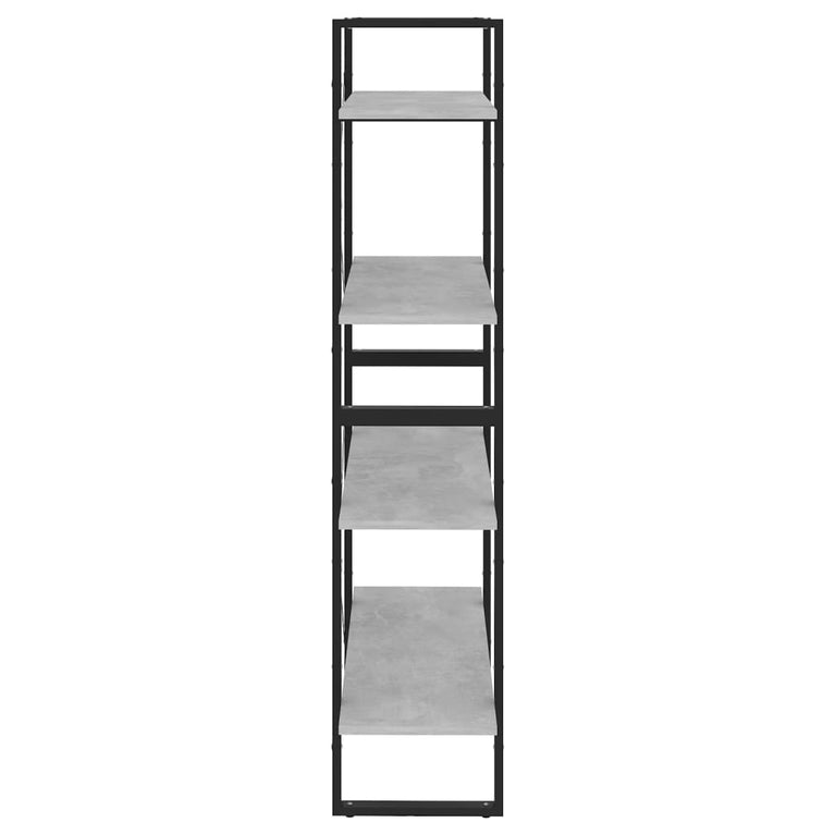 Boekenkast met 4 schappen 80x30x140 cm spaanplaat betongrijs MeubelReus