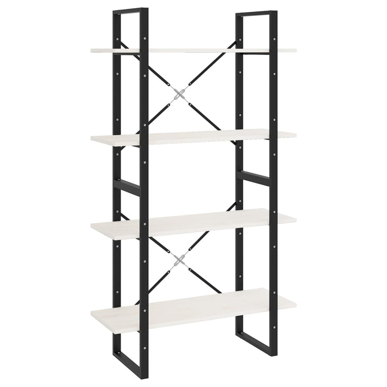 Boekenkast met 4 schappen 80x30x140 cm massief grenenhout wit MeubelReus