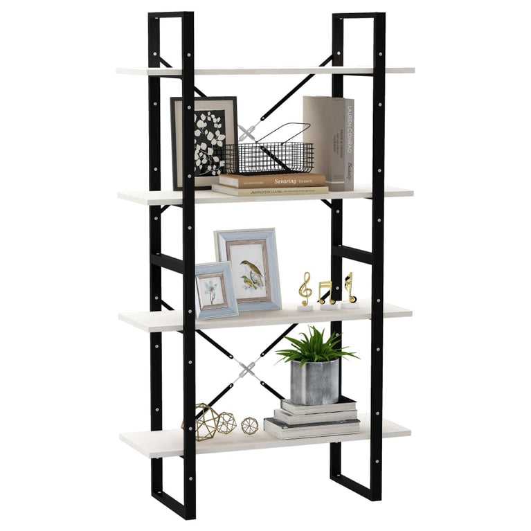 Boekenkast met 4 schappen 80x30x140 cm massief grenenhout wit MeubelReus
