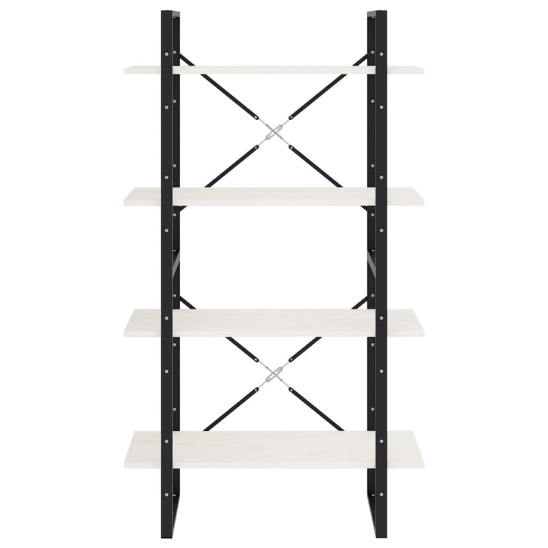 Boekenkast met 4 schappen 80x30x140 cm massief grenenhout wit MeubelReus