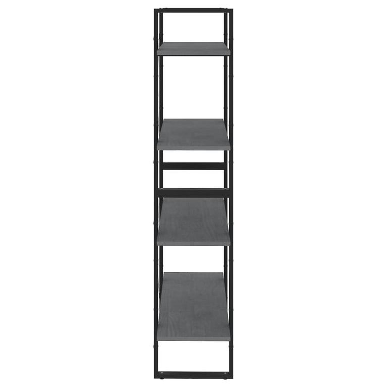 Boekenkast met 4 schappen 80x30x140 cm massief grenenhout grijs MeubelReus