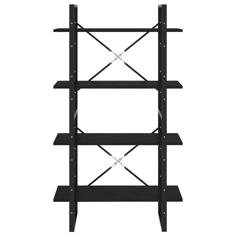 Boekenkast met 4 schappen 80x30x140 cm massief grenenhout zwart MeubelReus