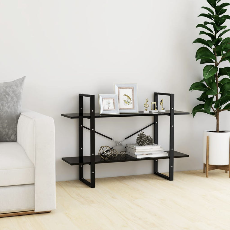 Boekenkast met 2 schappen 100x30x70 cm spaanplaat zwart MeubelReus