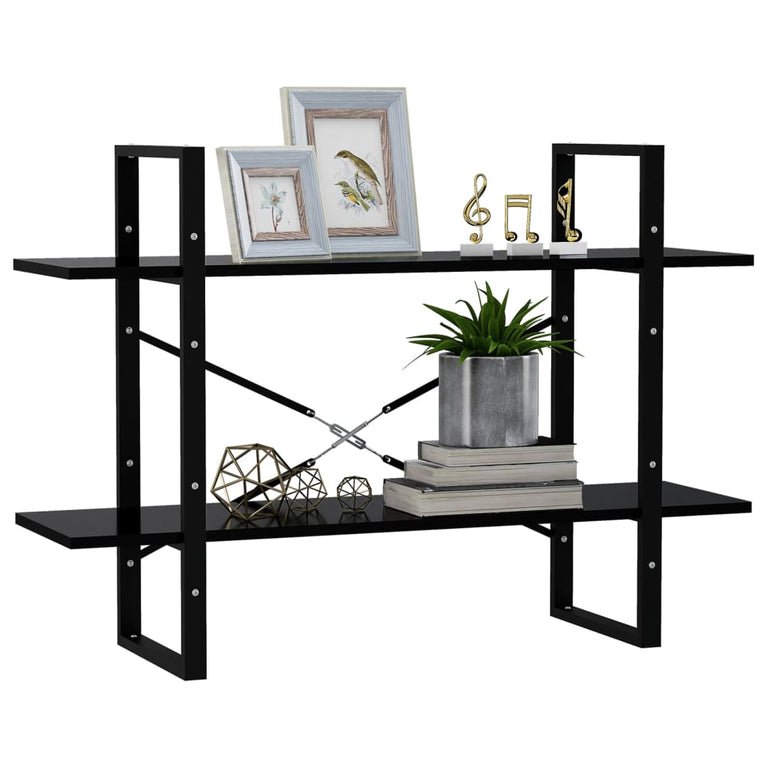 Boekenkast met 2 schappen 100x30x70 cm spaanplaat zwart MeubelReus