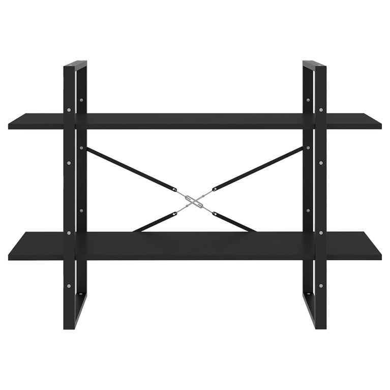 Boekenkast met 2 schappen 100x30x70 cm spaanplaat zwart MeubelReus
