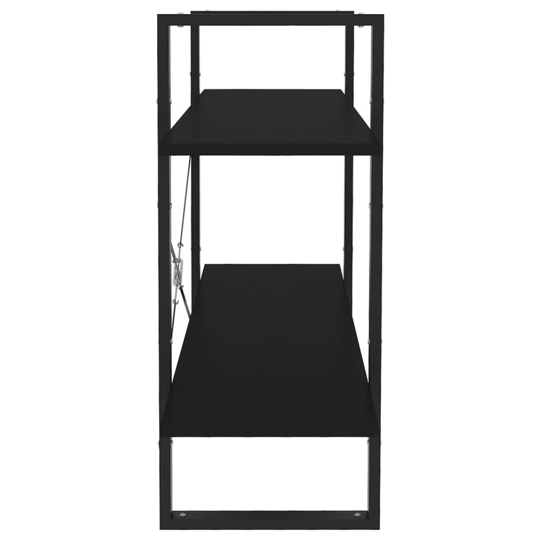 Boekenkast met 2 schappen 100x30x70 cm spaanplaat zwart MeubelReus